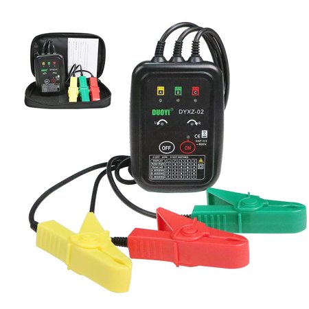 DUOYI 3 Phase Rotation Tester, Non Contact Phase Rotation Meter 70V~600V AC Phase Sequence Circuit Voltage Detector W/ LED Indicator