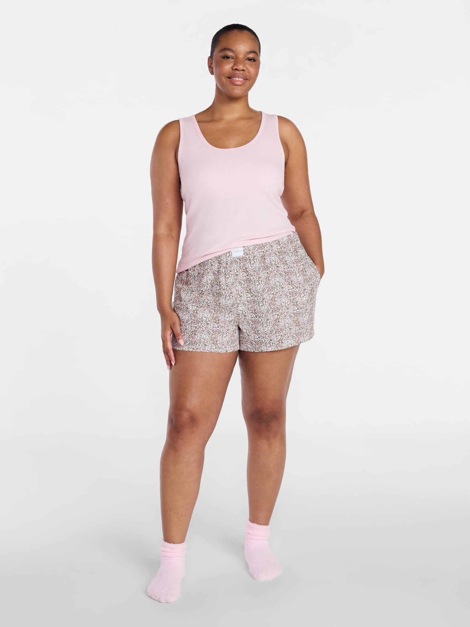 Joyspun Women's Woven Pajama Boxer Shorts, Sizes XS to 3X