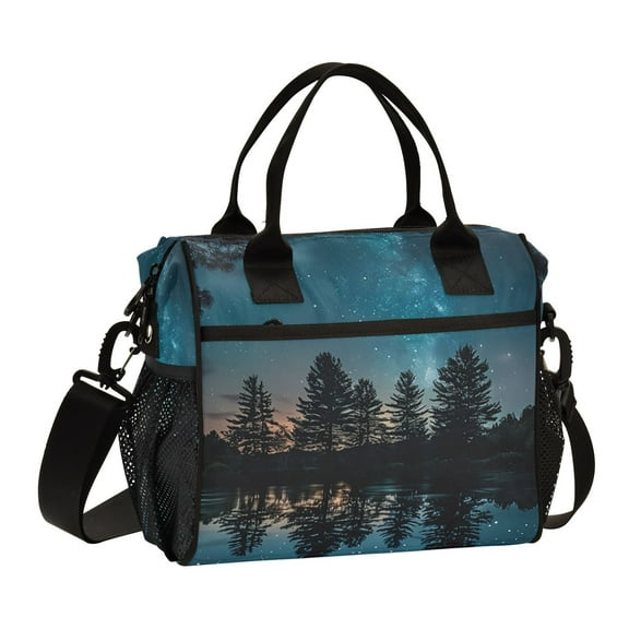 Ckdifva Strarry Sky Lake Cooler Bag Cooler Cooling Tote Lunch Bag Lunch Box Front Pocket with Shoulder Strap
