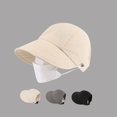 thumbnail image 3 of Women Solid Color Empty Top Adjustable Wide Brim Hat Suncreen Cap Sun Protection Hat Fisherman Cap GREY, 3 of 6