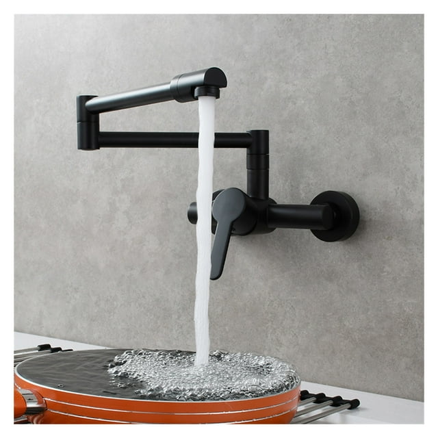 Brass Kitchen Folding Faucet Pot Filler Faucet Two Holes Wall Mount Faucet Hot And Cold Mixer Tap With Kitchen Sprayer ,bar Laundry RV Farmhouse