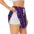 thumbnail image 3 of Lsque Purple Mardi Gras Printed Women's Running Shorts with Liner Pockets,Elastic Quick Dry Workout Athletic Gym Yoga Shorts,Womens High Waist Shorts-Small, 3 of 9