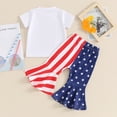 thumbnail image 4 of Okbabeha Kids Toddler Girls 4th of July Outfit,Short Sleeve Letter Tee Shirt+Stars Stripes Flare Pants Bell Bottom Outfits, 4 of 5