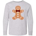 thumbnail image 3 of Inktastic Cute Gingerbread Man with Red Plaid Bowtie Long Sleeve Youth T-Shirt, 3 of 5