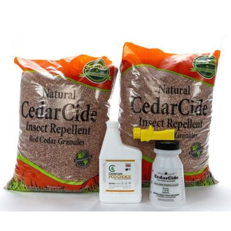 Cedarcide Outdoor Lawn and Garden Kit (Medium) Includes PCO Choice Cedar Oil Bug Killing Concentrate Gallon and Insect Repelling Granules Kills and Repels Fleas, Ants, Mites,