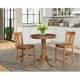 thumbnail image 4 of International Concepts 30" Round Solid Wood Pedestal Gathering Height Table with 2 San Remo Counter Height Stools in Distressed Oak, 4 of 4