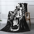 thumbnail image 3 of XMXT Throw Blanket, Tiger Animal Black Prints Flannel Blanket for Bed Sofa, 50 x 70 inches, 3 of 9