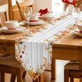 thumbnail image 2 of Fall Thanksgiving Table Runner Linen Burlap Table Runner 72 Inches Long Farmhouse Pumpkin Maple Leaf Flower Wood Dresser Scarves for Kitchen Island Coffee Dining Room Party Holiday Decoration 18"x72", 2 of 8