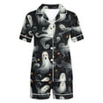 thumbnail image 4 of Hvot&aat Halloween Pajamas Women Sets Silk Satin Ghost Graphic Cute Sleepwear Short Sleeve Shirts and Shorts Sets, 4 of 7