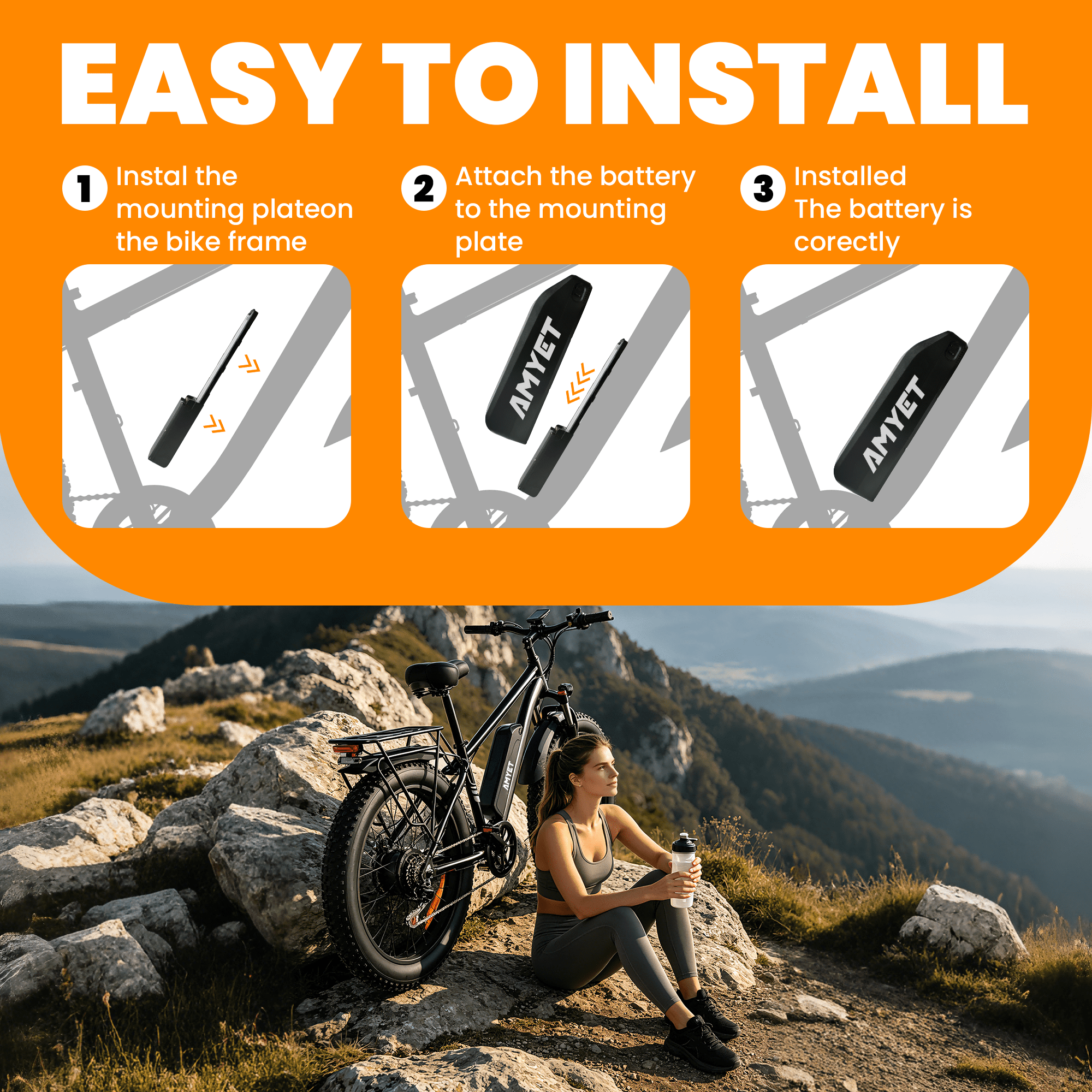 AMYET EB26 eBike Battery Pack, 15Ah(ONLY Fits EB26 Model Ebike)