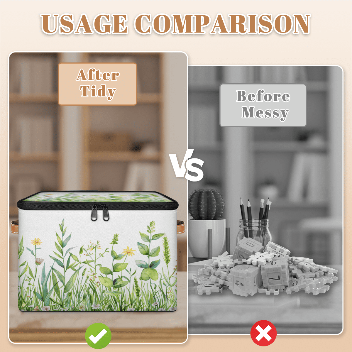 CURLYOOT Spring Floral Fabric Storage Bins with Lids, Farmhouse Summer Flowers Foldable Storage Boxes Washable Storage Cube, Closet Bedroom Home Organizer Containers with Handles
