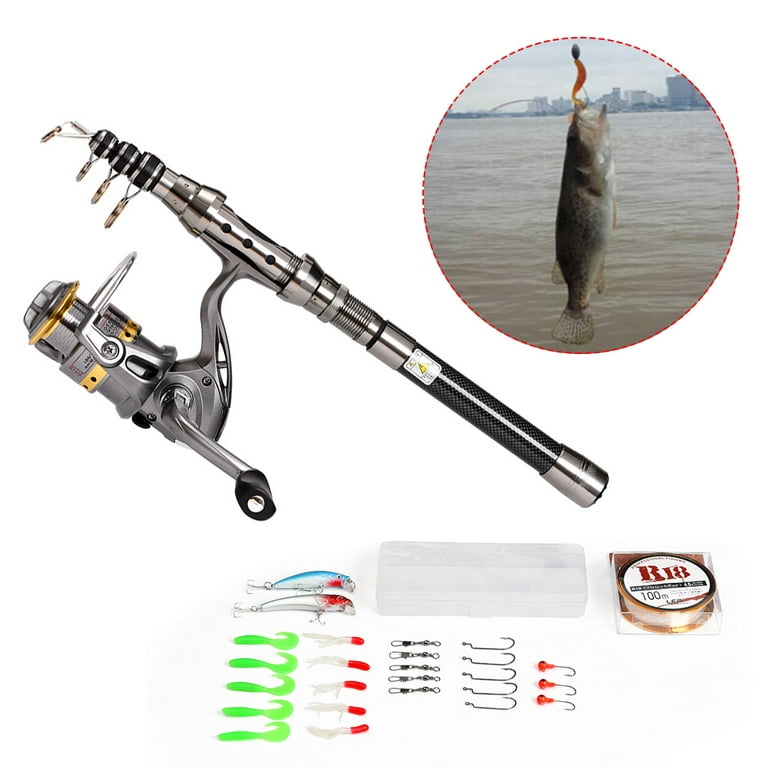 Lixada Telescopic Fishing Rod and Reel Combo Full Kit Spinning Fishing Reel  Gear Organizer Pole Set with 100M Fishing Line Lures Hooks Jig Head and