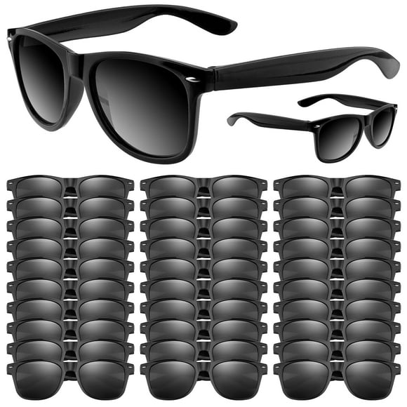 ASTARON Gafas de sol negras, paquete de 48, accesorios para fiesta, 14,5 cm