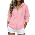 thumbnail image 6 of Ovafbau Women Long Sleeve Hooded Cardigan Jacket,Womens Solid Long Sleeve Hooded Zip Jacket with Pockets Casual,Fall Winter Outerwear Coat, 6 of 6