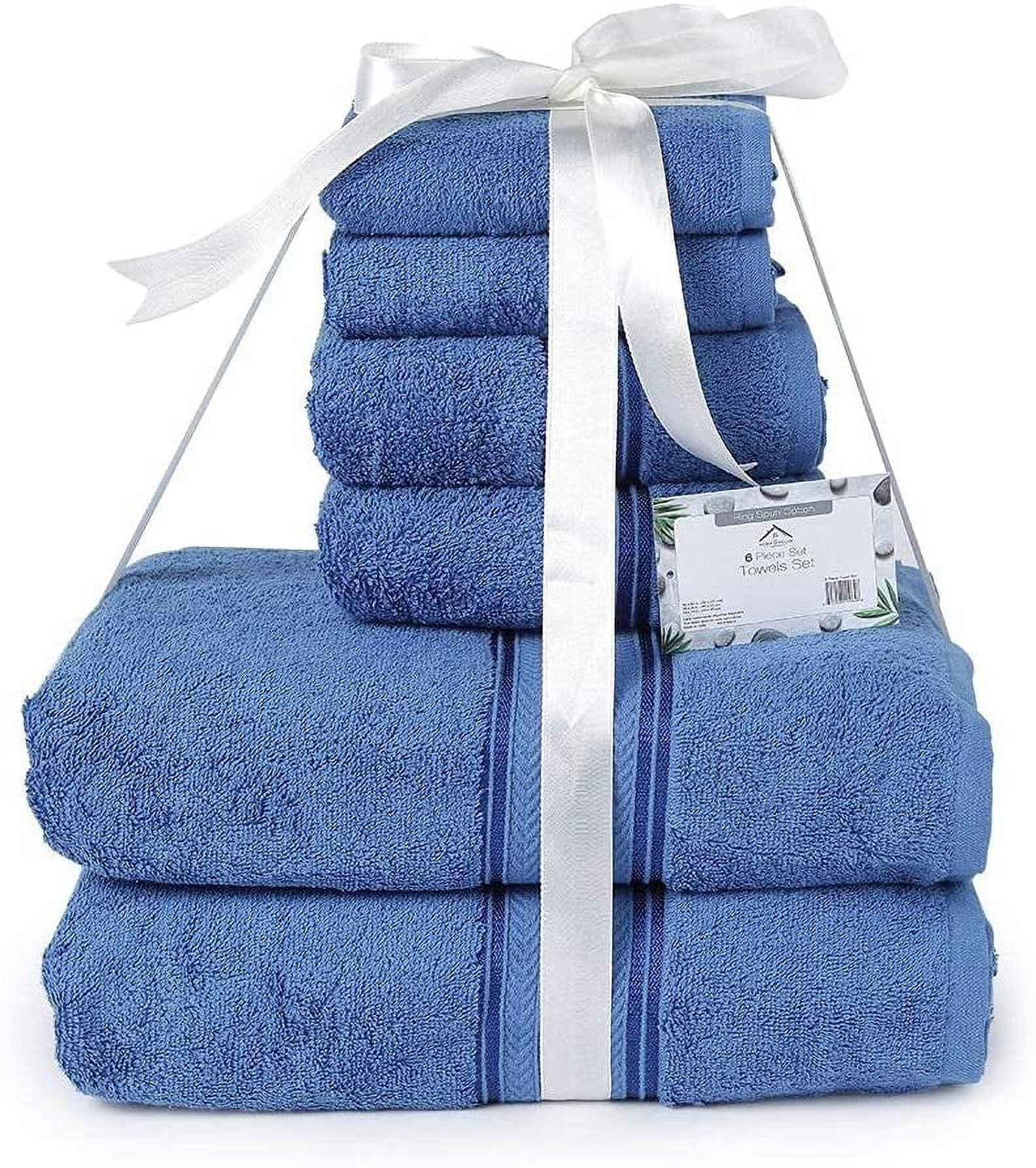 Faith, Hope, Love Home Décor BathEssentials 100% Cotton Extra Heavy 6 Piece Bath Towel Set - Blue
