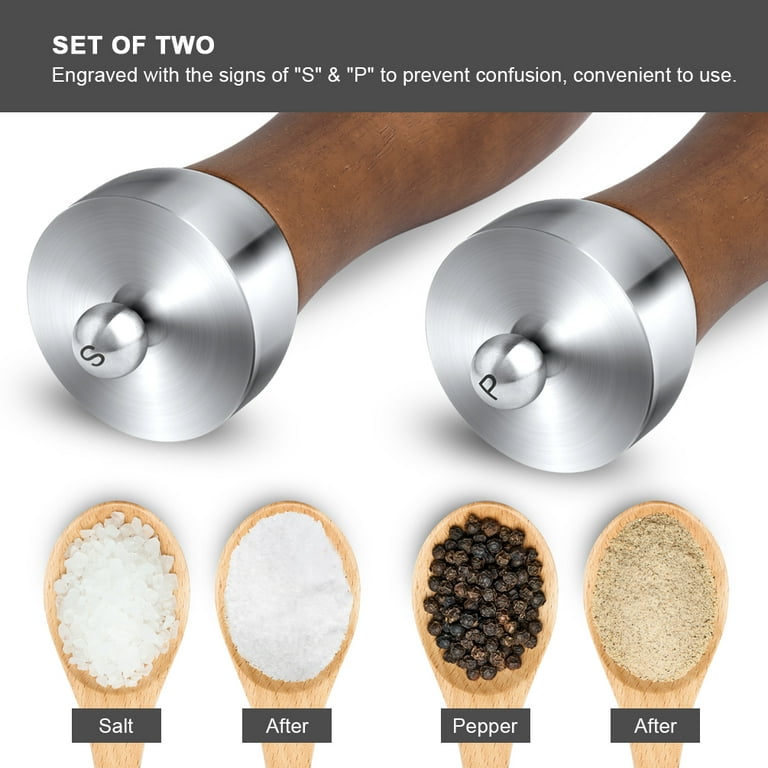 Unique Bargains 2pcs 8.5 Wooden Salt and Pepper Grinder Mills Shaker with Adjustable Coarseness