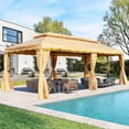 thumbnail image 6 of Outdoor 10 ft x 20 ft Canopy Gazebo, Metal Gazebo with Netting and Curtains for Garden, Patio, Party Canopy, Gray/Yellow, 6 of 6