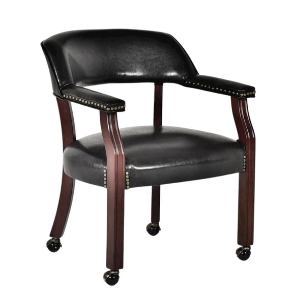 Starlight Canyon Home Game Room Chair – Office Guest Chair with Casters and Arms in Rich Cherry