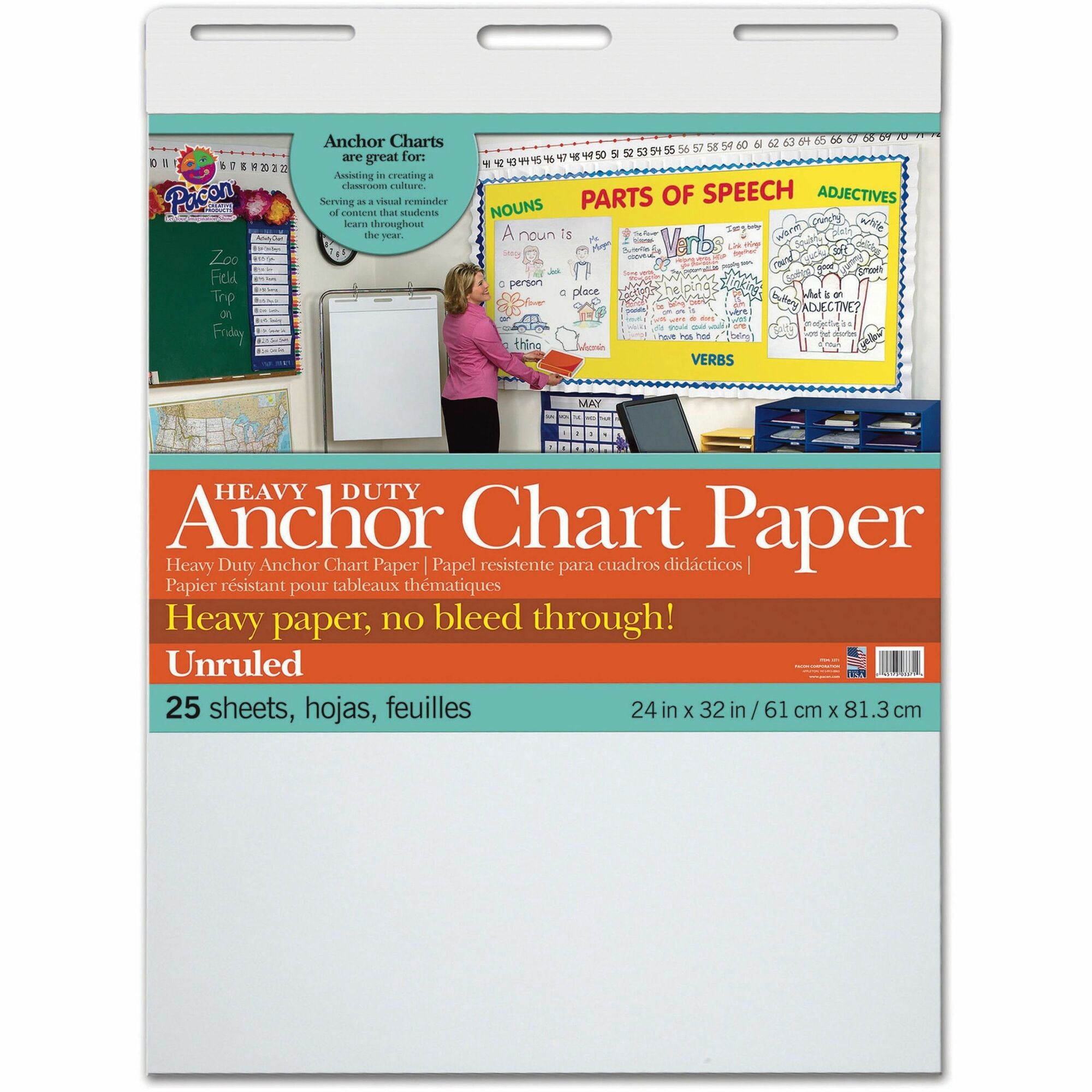PACON CORPORATION Heavy Duty Wall Chart, Unruled, 24"W x 32"L, 25 Count