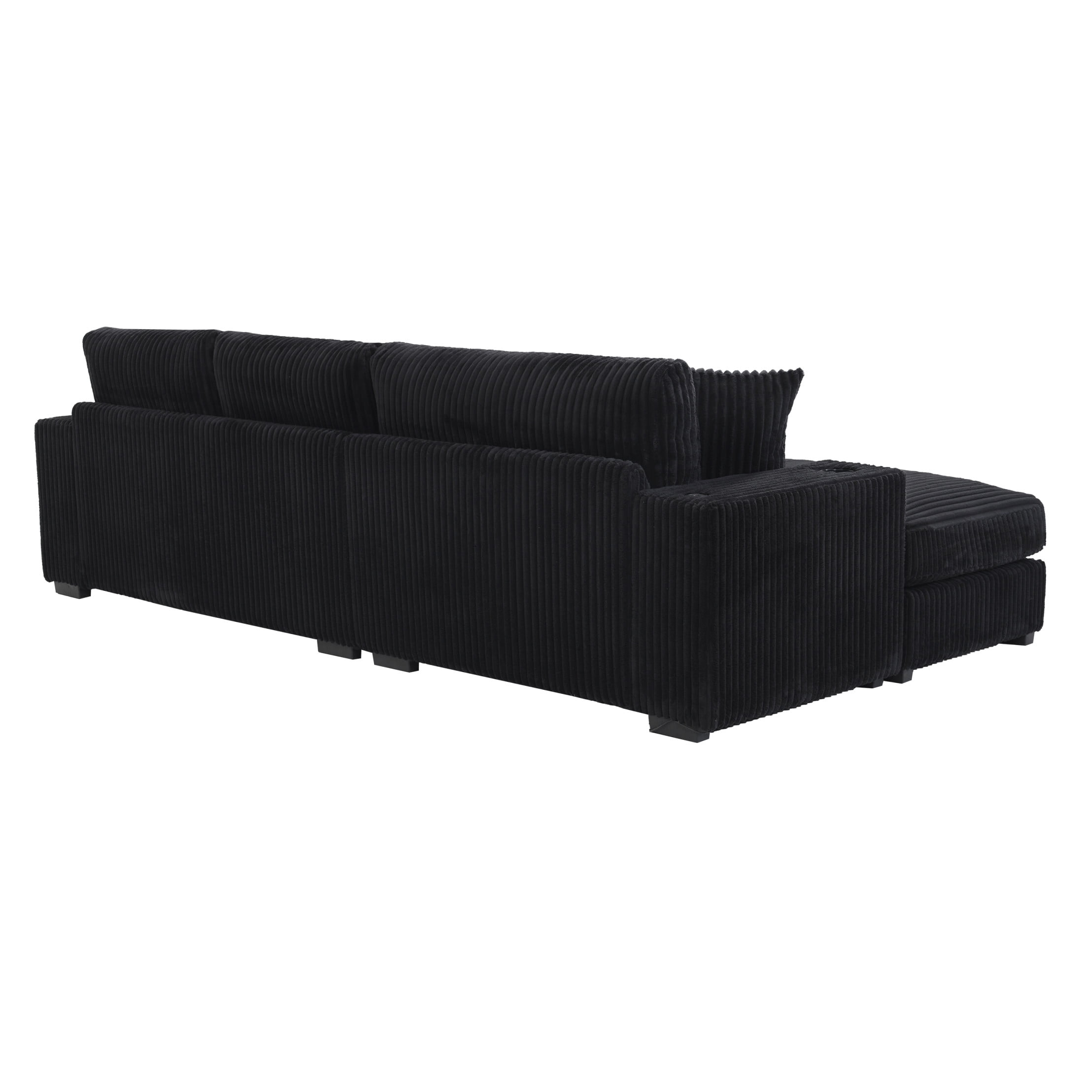 Christopher Knight Home Modern L-Shaped Sectional Sofa with Cup Holders & Charging Ports, Black