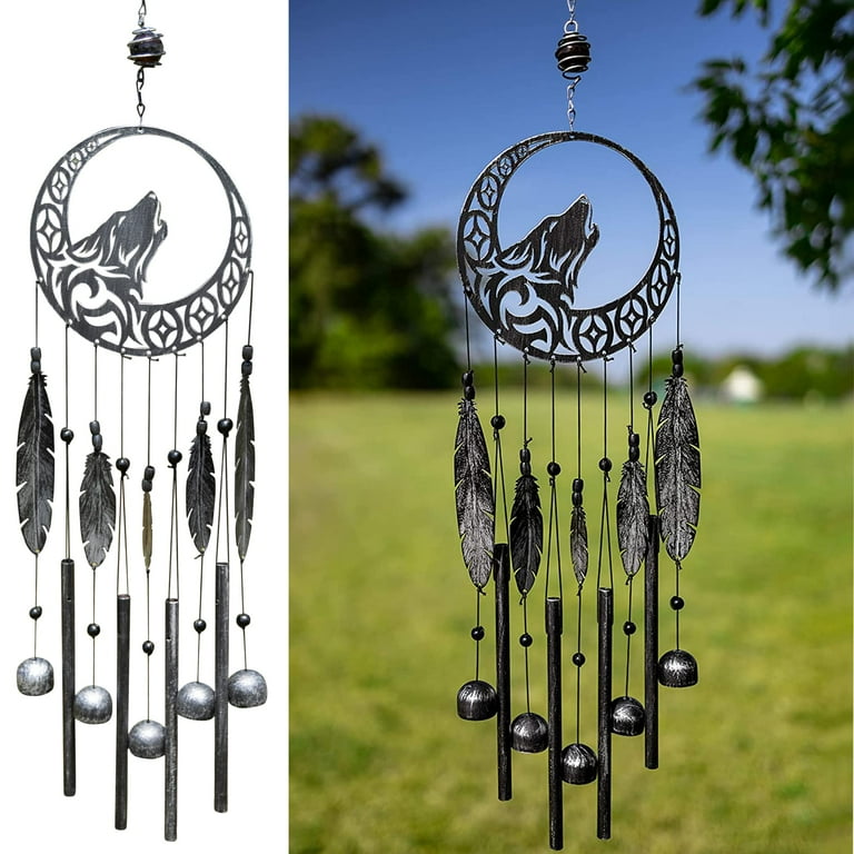 Dawhud Direct Tribal Wolf Dreamcatcher Wind Chime | Outdoor Garden