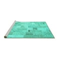 thumbnail image 2 of Ahgly Company Machine Washable Indoor Rectangle Patchwork Turquoise Blue Transitional Area Rugs, 2' x 4', 2 of 4