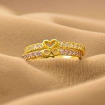 vylahjewellery Expensive 1.50 Ct Round Cut Engagement Moissanite Diamond Ring Unique 2 Set Plated Yellow Gold Anniversary Ring for Her