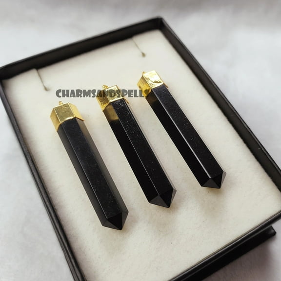 Natural Black Onyx Crystal Point Necklace, Crystal Necklace For Women, Healing Crystal Necklace, Bohemian Necklace, Unique Jewelry For Gifts
