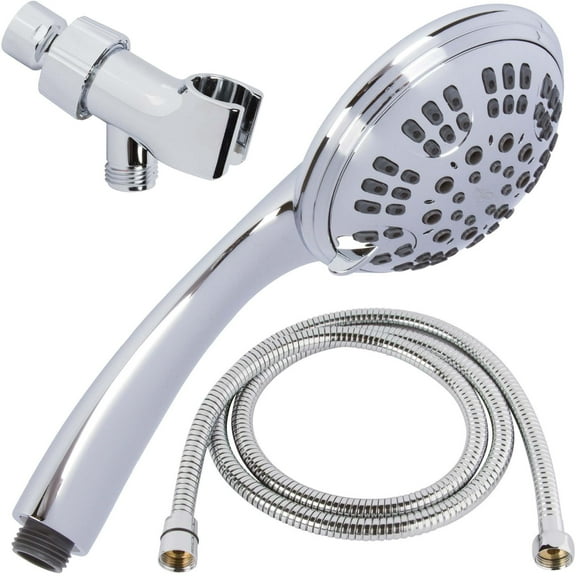 Aqua Elegante 6 Function Handheld Shower Head Kit with Shower Hose & Mount - 2.5 GPM - Chrome