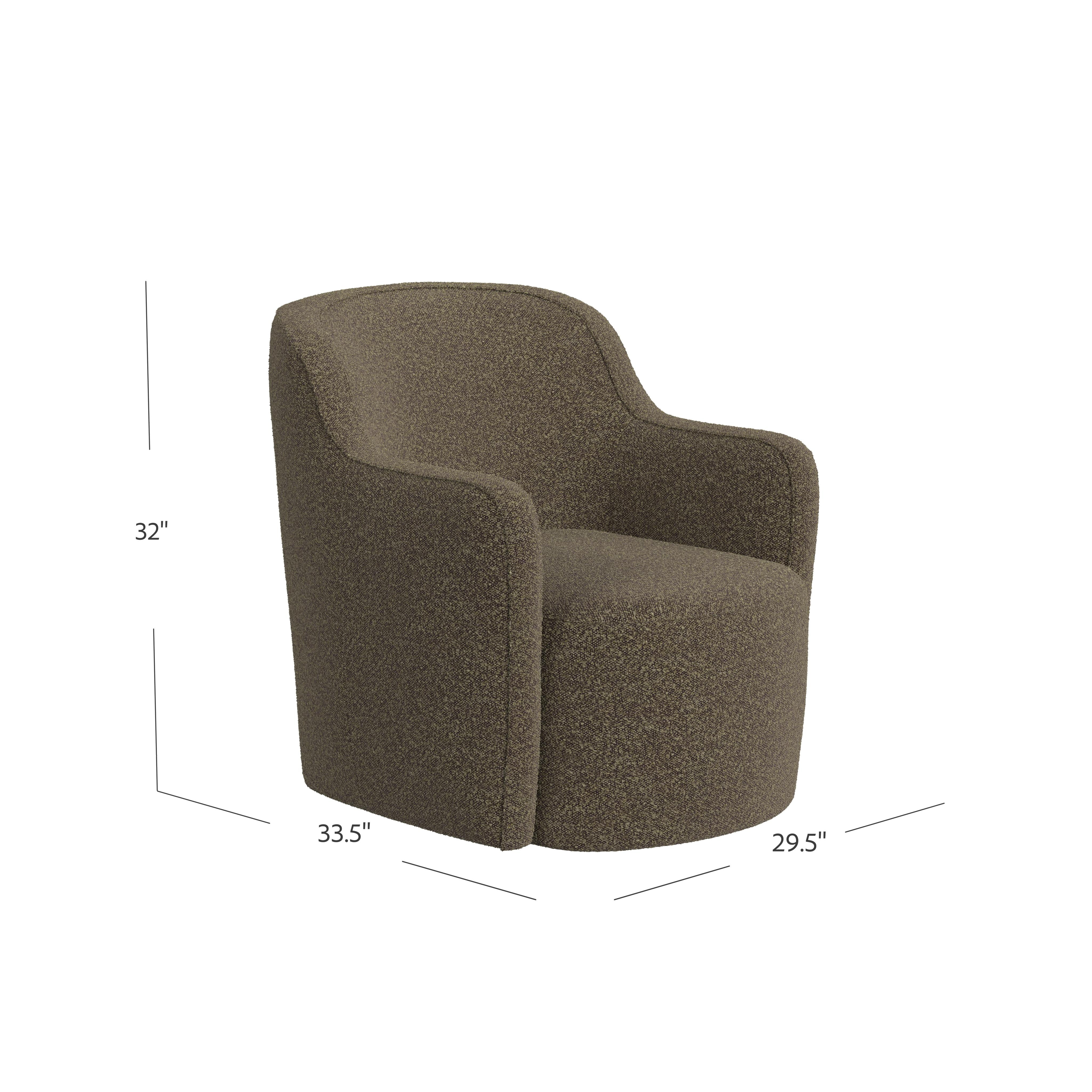 HomePop Upholstered Swivel Accent Chair, Dark Brown Boucle