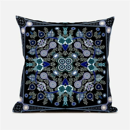 

Amrita Sen Designs CAPL845FSDS-BL-20x20 20 x 20 in. Paisley Leaf Geo Duo Suede Blown & Closed Pillow - Black Grey & Midnight Blue