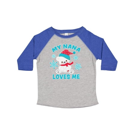 

Inktastic Polar Bear My Nana Loves Me in Santa Hat with Snowflakes Boys or Girls Toddler T-Shirt