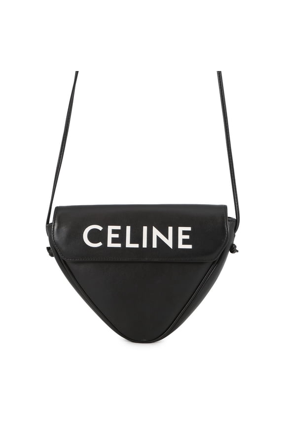 Pre-Owned Celine Shoulder Bag Triangle Leather 19590 CELINE Pochette Black Handbag