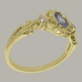 thumbnail image 4 of LBG British Made 14k Yellow Gold Natural Tanzanite & Cultured Pearl Womens Anniversary Ring - 33 size options - Size 10, 4 of 8
