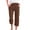Coffee, variant on Women's Palazzo Pants Women Fashion Solid Color Cotton Flax Elastic Long Pants Beach Leisure Trousers Linen Work Clothes for Office