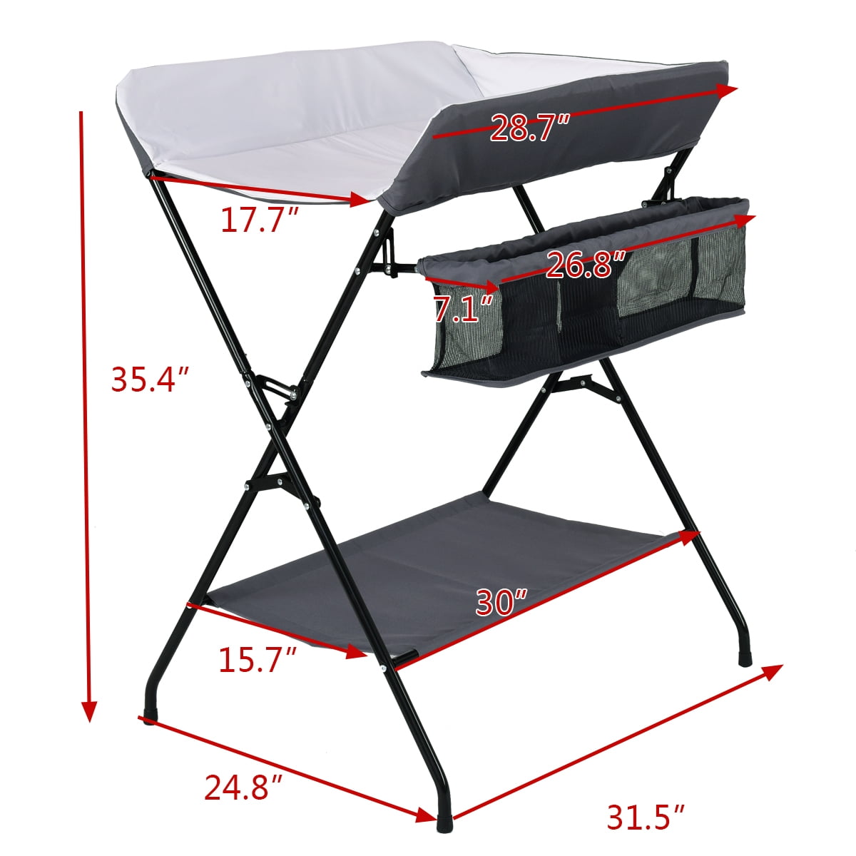 Topbuy Infant Folding Changing Table Portable Baby Diaper Station Gray