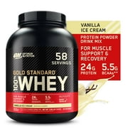Optimum Nutrition Gold Standard 100% Whey Protein Powder, Vanilla Ice Cream, 24g Protein, 58 Servings