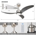 thumbnail image 3 of Ganeed Large Ceiling Fan with Light, 52 inch Ceiling Fan with Light and Remote, Modern Wood Ceiling Fans, Reversible Quiet DC Motor, High CFM, Dimmable Ceiling Fans for Indoor Nickel, 3 of 15
