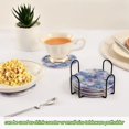 thumbnail image 3 of 6 Pcs Drink Coasters with Holder 3.94in Woven Coasters for Drinks Blue Squares and Shapes Coaster Set for Protection Table, 3 of 7