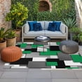 thumbnail image 2 of Modern Green Grey Outdoor Rug for Patio/Deck/Porch, Non-Slip Large Area Rug 5 x 7 Ft, Abstract Geometric Color Blocks Indoor Outdoor Rugs Washable Area Rugs, Reversible Camping Rug Carpet Runner, 2 of 8