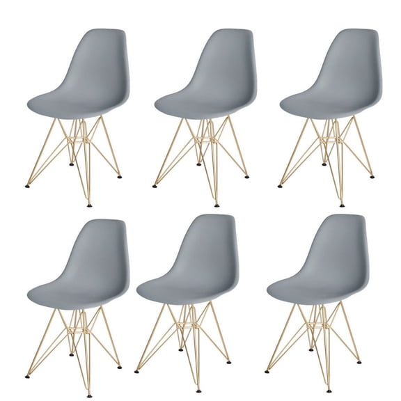Eiffel Dining Chair with Gold Base - Medium Grey