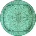 thumbnail image 1 of Ahgly Company Indoor Round Medallion Turquoise Blue Traditional Area Rugs, 5' Round, 1 of 4