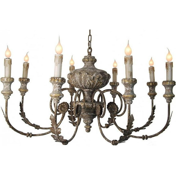 Chandelier Dove Gray Wood Hiroshi Carved