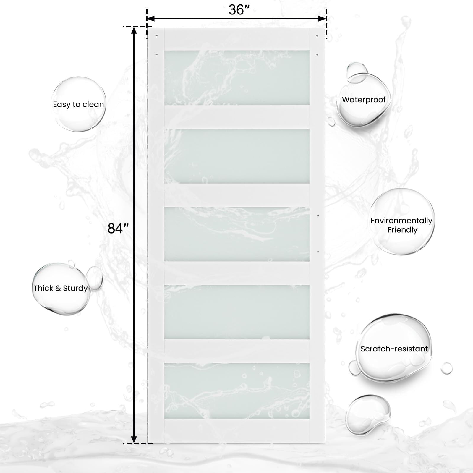 Easy4Home 36"x 84" Glass Sliding Barn Door With 6.6ft Sliding Door Hardware Kit & Handle Pre-Drilled