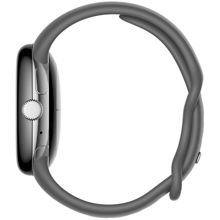 Google Pixel Watch LTE, Polished Silver, 41mm, Charcoal Band