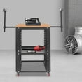 thumbnail image 3 of Rolling Planer Stand, 550 lbs Load 2-Tier Tool Stand with 4 Wheels, Height Adjustable Miter Saw Planer Table with 2 Extension Rollers for Most Planers, Saws, -top ,   (Black, Wooden Desktop), 3 of 9