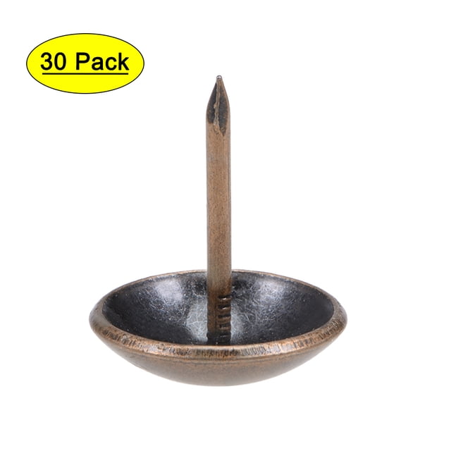 Uxcell 0.75''x0.91'' Clavos de Tapicería Tacos Redondos Pinchos de Pulgar de Hierro Tono Cobre 30Pcs