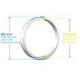 thumbnail image 2 of Hubcentric Rings (Pack of 4) - 71.5mm ID to 83mm OD - Silver Aluminum Hubrings - Fits on 71.5mm Hubs and 83mm Bore Wheels - Compatible with Jeep Dodge Chrysler Vehicles, 2 of 7