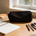 thumbnail image 5 of Hyknon Pencil Pouch Bag, Large Capacity Zipper Pen Case, Soft Solid Color Minimalist Pen Box, Portable Stationery Storage Bag for Adult, Multi-Functional Makeup Bag for Daily Campus Office, Black, 5 of 7