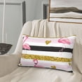 thumbnail image 5 of Fuzoiu Gold Glittering Hearts and Flamingos Print Fuzzy Pillowcases, Super Soft Pillow Case Cover with Zipper for Bedroom, Sofa, Couch,Cozy Pillow Shams for All Seasons-14"x20", 5 of 6